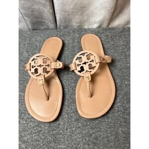 Tory Burch Miller Light Sand Womens Size 8.5 Sandal Calf Leather Thong